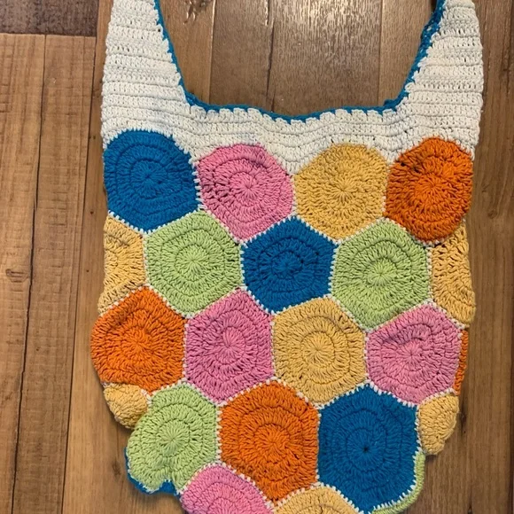 Urban Outfitters Colorblock Crochet Granny Square Crossbody Bag. Handmade - Picture 2 of 5